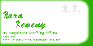 nora kemeny business card